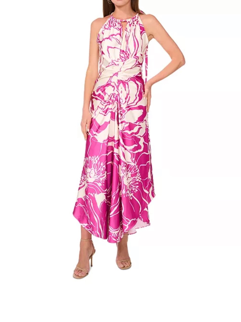 Parker Pink Floral Print Halter Dress